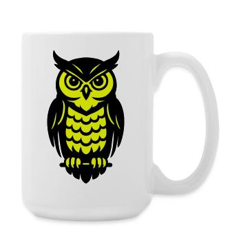 Pop Art Eulen Design - Große Tasse 440 ml - Weiß - Rechts