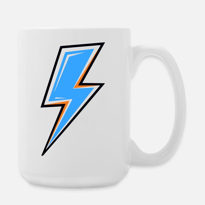 Blauer Strahl mit orangefarbenem Rand - Große Tasse 440 ml - Weiß