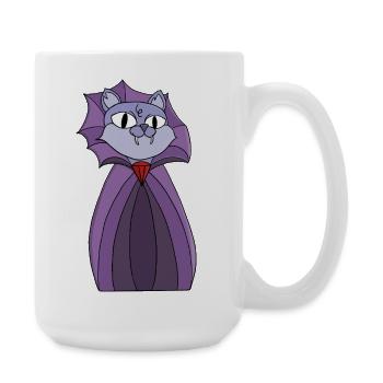 Chat vampire en cape violette - Grande tasse 440 ml - blanc - Droite