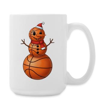 Basket-ball dessin animé bonhomme de neige Sports d’hiver - Grande tasse 440 ml - blanc - Droite