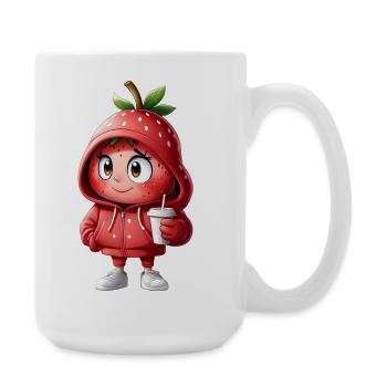 Strawberry Hoodie Hero - Large Mug 440 ml - white - Right