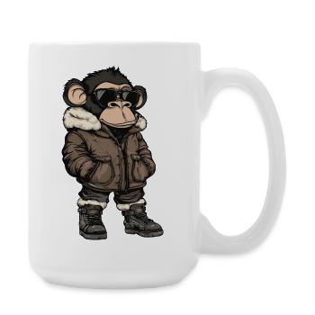 Affe Cool Winter - Große Tasse 440 ml - Weiß - Rechts