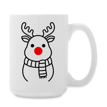 Cute Reindeer with Red Nose | Rudolph - Large Mug 440 ml - white - Right