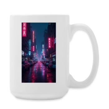 Neon Nachtstraße Pinke Skyline - Große Tasse 440 ml - Weiß - Rechts