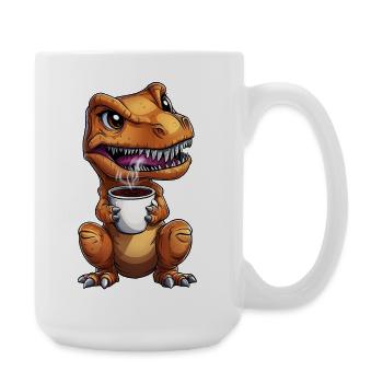 T-Rex Dino grincheux du matin avec :) café - Grande tasse 440 ml - blanc - Droite