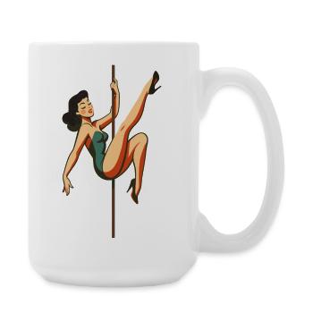 Pole Dance Pole Dancer Cheveux Noir Rétro Années 50 - Grande tasse 440 ml - blanc - Droite