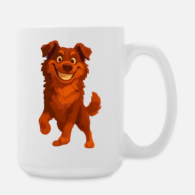 Australian Shepherd Cartoon Grin - Large Mug 440 ml - white