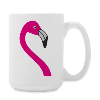 Flamingo Neon Pink Silhouette - Große Tasse 440 ml - Weiß - Rechts