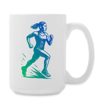 Minimalistisches Running Motiv - Große Tasse 440 ml - Weiß - Rechts