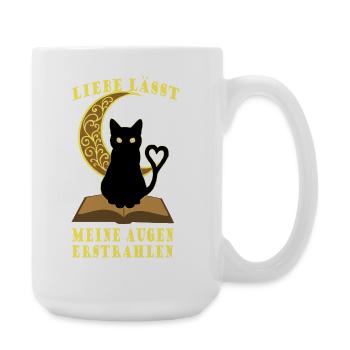 Romantische Mond Buchkatze - Große Tasse 440 ml - Weiß - Rechts