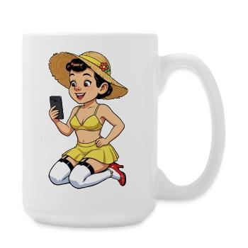 Fröhliche Influencerin - Große Tasse 440 ml - Weiß - Rechts