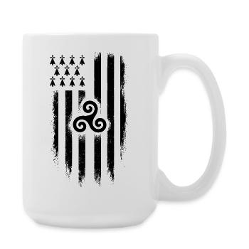 Brittany Breton Flag Gwenn ha Du Grunge - Große Tasse 440 ml - Weiß - Rechts