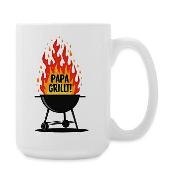Grillen Grillsaison Papa Am Grill Papa Grillt - Große Tasse 440 ml - Weiß - Rechts