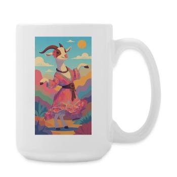 Des lamas colorés dansent dans un paysage pastel - Grande tasse 440 ml - blanc - Droite