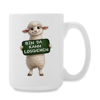 Mutiges Lamm Schildmotiv - Große Tasse 440 ml - Weiß - Rechts