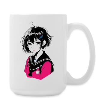 Manga Girl Pink Sailor Uniform - Large Mug 440 ml - white - Right