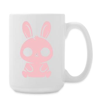 Kawaii Bunny Grands Yeux Roses Mignons - Grande tasse 440 ml - blanc - Droite