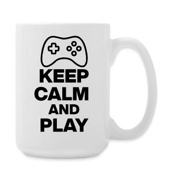 KEEP CALM AND PLAY! NERDLIFE ZOCKEN ONLINE - Große Tasse 440 ml - Weiß - Rechts