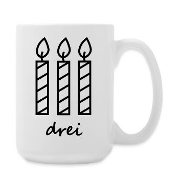 three birthday candles - Large Mug 440 ml - white - Right