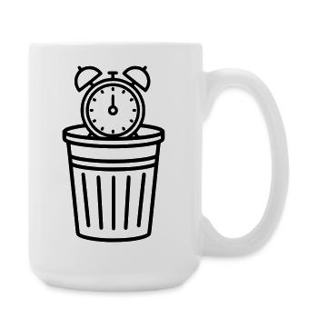 Alarm clock in the trash can time - Large Mug 440 ml - white - Right