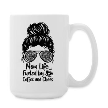 Mutterleben: Angetrieben Durch Kaffee Und Chaos - Große Tasse 440 ml - Weiß - Rechts