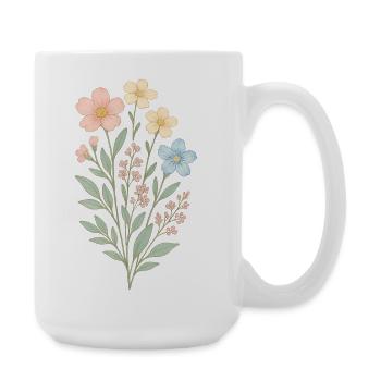 Aquarelles pastel de fleurs sauvages - Grande tasse 440 ml - blanc - Droite