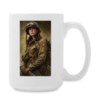 Kriegsheldin im Fliegeranzug - Große Tasse 440 ml - Weiß - Rechts