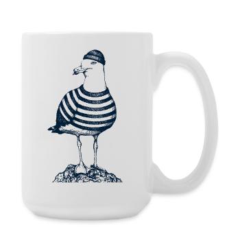 Seagull with sweater - Large Mug 440 ml - white - Right