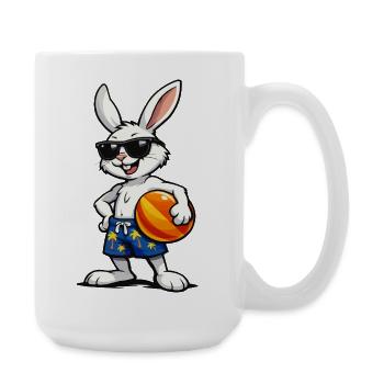Hase Beach-Vibes mit Ball - Große Tasse 440 ml - Weiß - Rechts