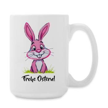 Frohe Ostern Osterhase Hase lustig süß - Große Tasse 440 ml - Weiß - Rechts