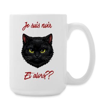 Chat noir et texte rouge audacieux - Grande tasse 440 ml - blanc - Droite