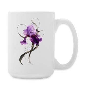 Lila Iris Blüte Elegante Blumenkunst  - Große Tasse 440 ml - Weiß - Rechts