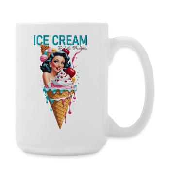 Retro Pinup Eiscreme Neonkunst - Große Tasse 440 ml - Weiß - Rechts