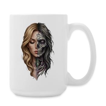 La vie et la mort en portrait - Grande tasse 440 ml - blanc - Droite