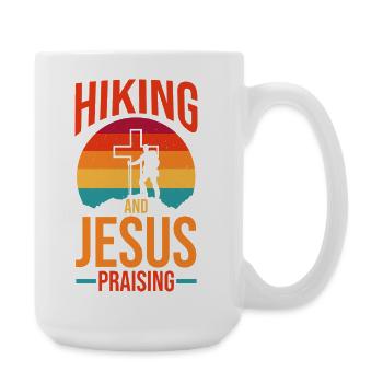Hiking Mountain Trail Backpacking Outdoors Poaching - Large Mug 440 ml - white - Right