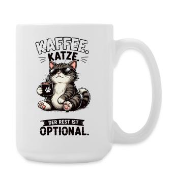 Kaffee Katze Der Rest Ist Optional Lustiger Spruch - Große Tasse 440 ml - Weiß - Rechts