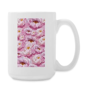 Bouquet de fleurs aquarelles roses - Grande tasse 440 ml - blanc - Droite