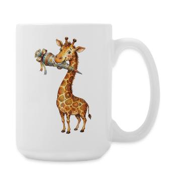 Girafe mignonne pour la rentrée à l’école avec un corne d’école - Grande tasse 440 ml - blanc - Droite