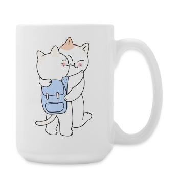 Cute Hugging Cats Back to School - Große Tasse 440 ml - Weiß - Rechts