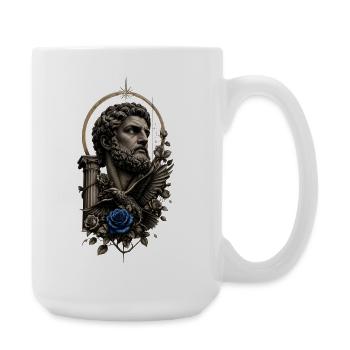 Tattoo art with blue rose - Large Mug 440 ml - white - Right