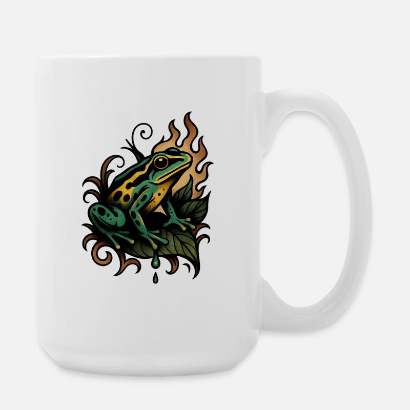 Flammenfrosch auf Blatt - Große Tasse 440 ml - Weiß