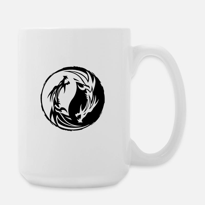 Drache Yin Yang - Große Tasse 440 ml - Weiß