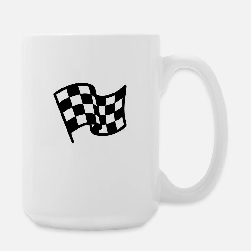 Drapeau damier course automobile - Grande tasse 440 ml - blanc