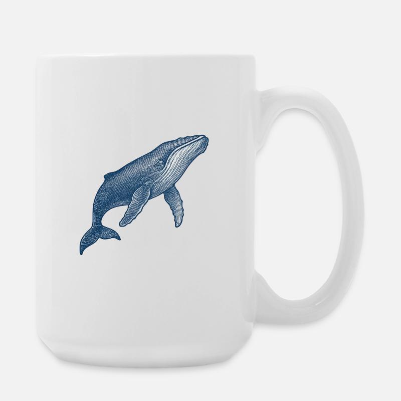 Stylised Blue Whale Illustration - Large Mug 440 ml - white