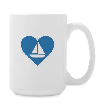 Motif Coeur Voilier - Grande tasse 440 ml - blanc - Droite
