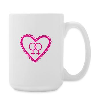 Heart of the Two Femini Symbols - Large Mug 440 ml - white - Right