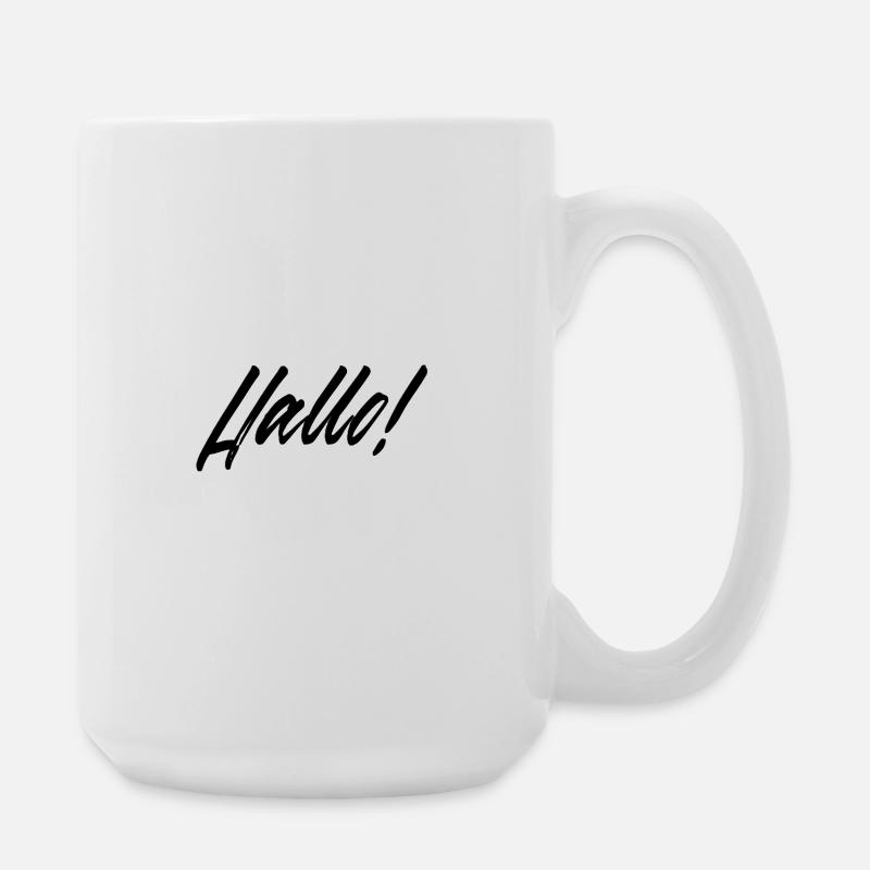 Hand Painted Hello Design for Clothing - Large Mug 440 ml - white