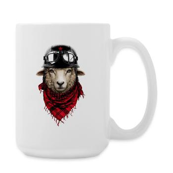 Piloten-Schaf im Bomberlook - Große Tasse 440 ml - Weiß - Rechts