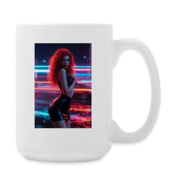Femme rouge néon dans Luster - Grande tasse 440 ml - blanc - Droite
