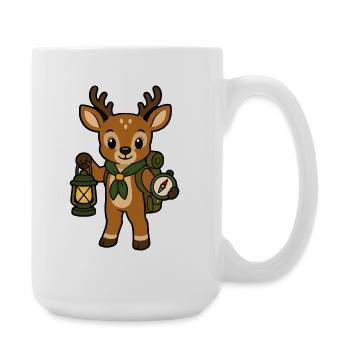 Forest adventurer deer with lantern - Large Mug 440 ml - white - Right